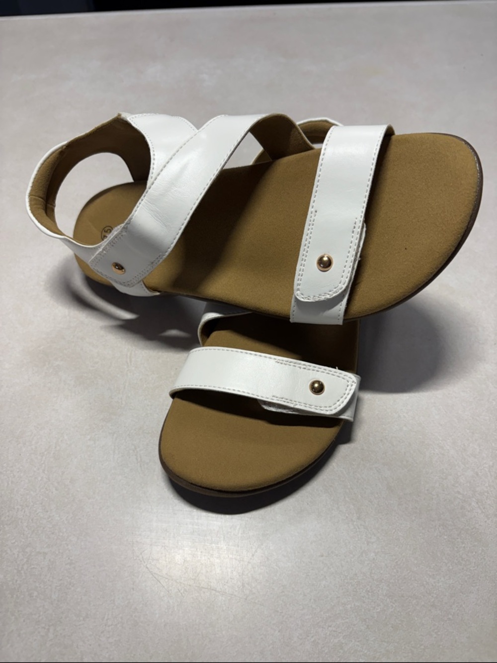 Women’s White Strappy Comfort Sandals with Soft Footbed